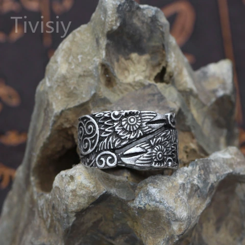 Viking Retro Raven Men's Ring